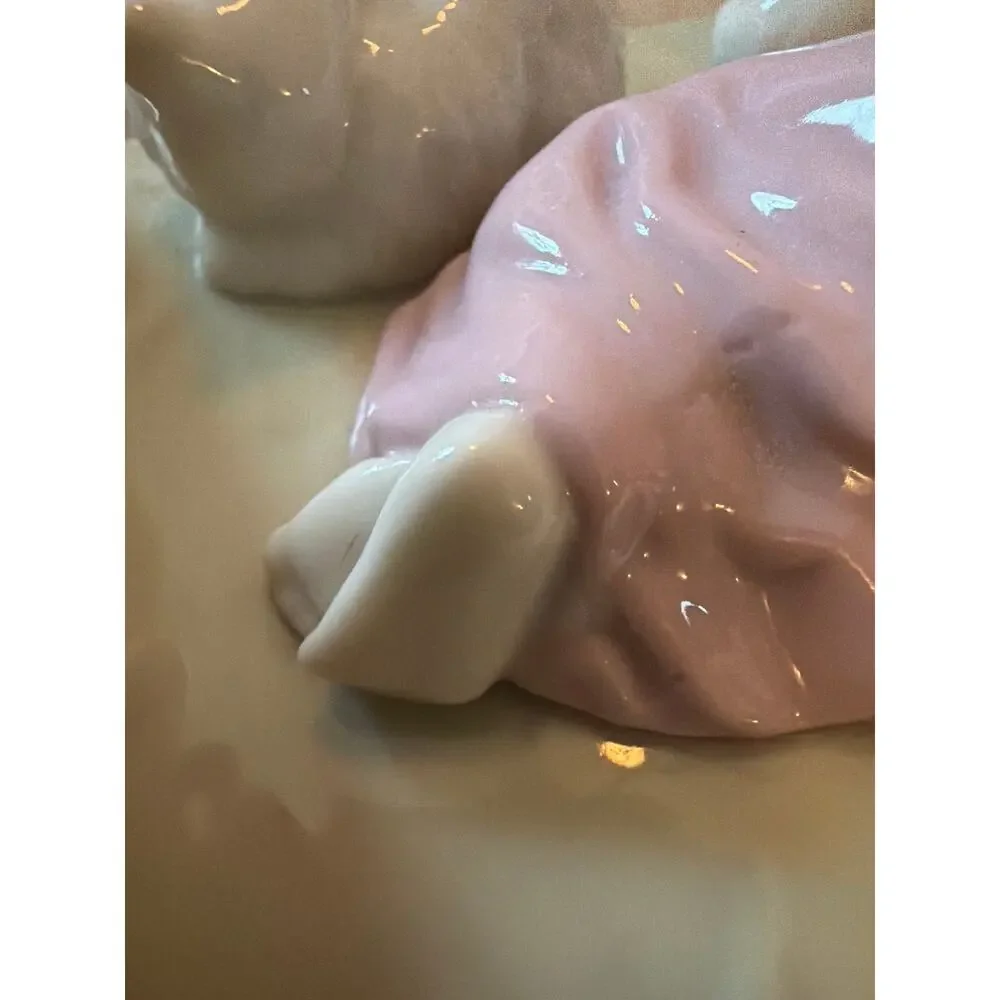Simson Home Buddies Sleepy Time Girl Dog Bed Porcelain Figurine Night Light VTG